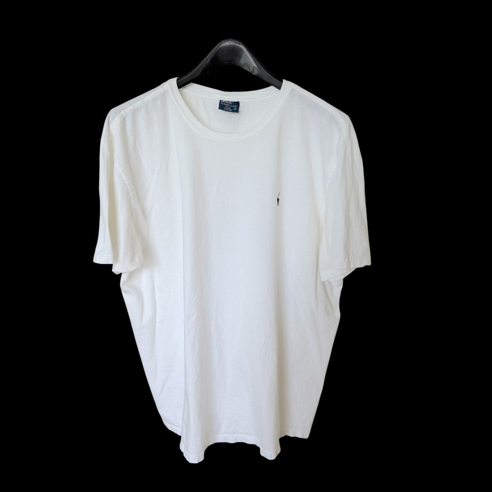 90's Polo Ralph Lauren XXL White Cotton Short‎ Sleeve Pony Logo T-Shirt